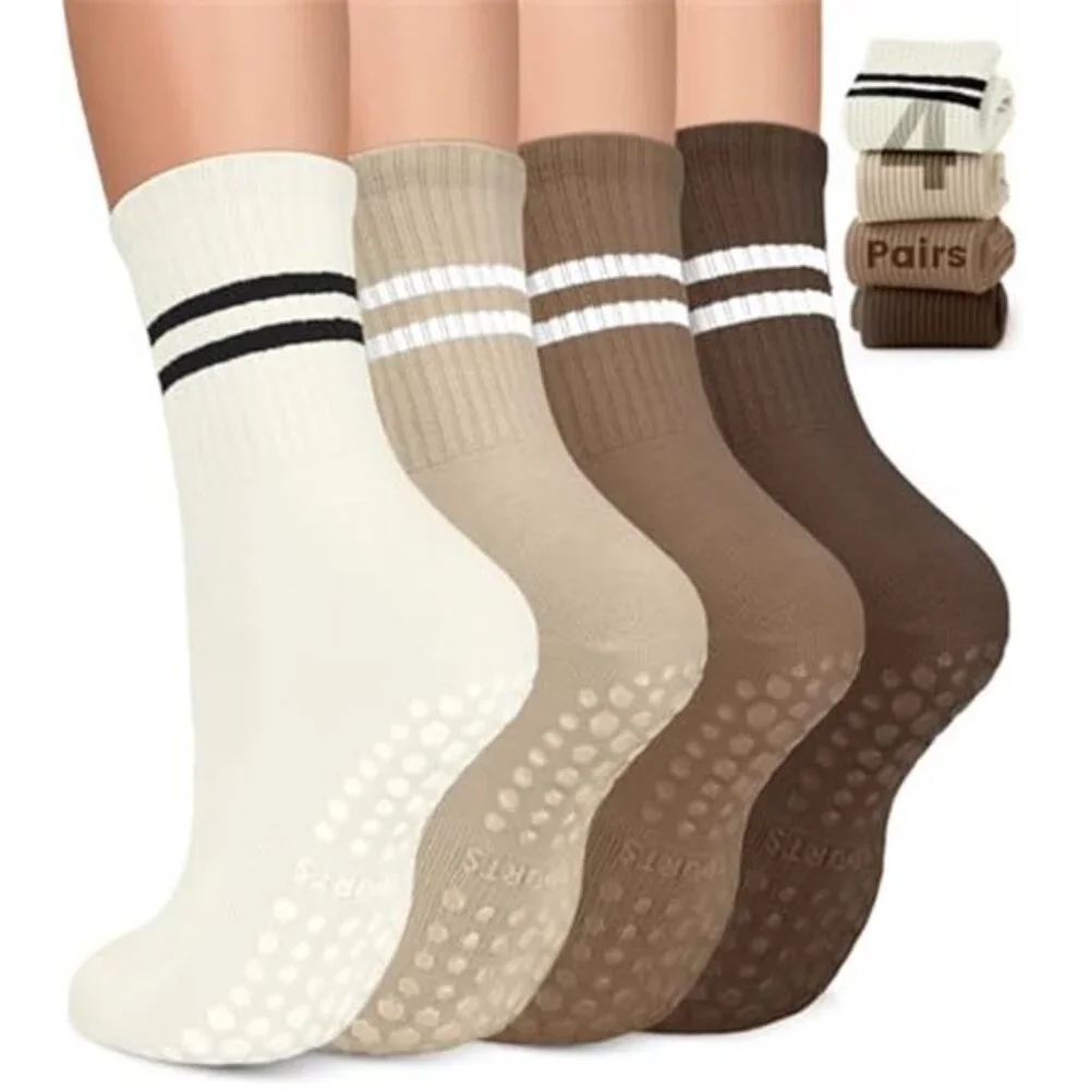 3 Pairs Women's Pilates Socks Non Slip Grip Socks